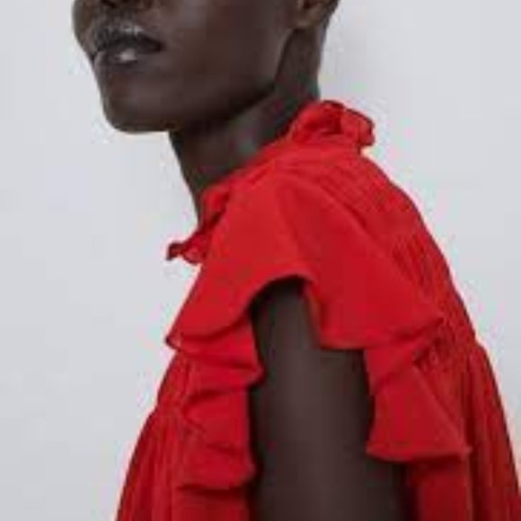 Zara shirred high neck blouse - Picture 2 of 5